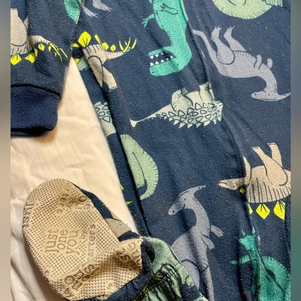 Just One You 18m PRELOVED Dinosaur Footie Pajamas some pilling through out body
